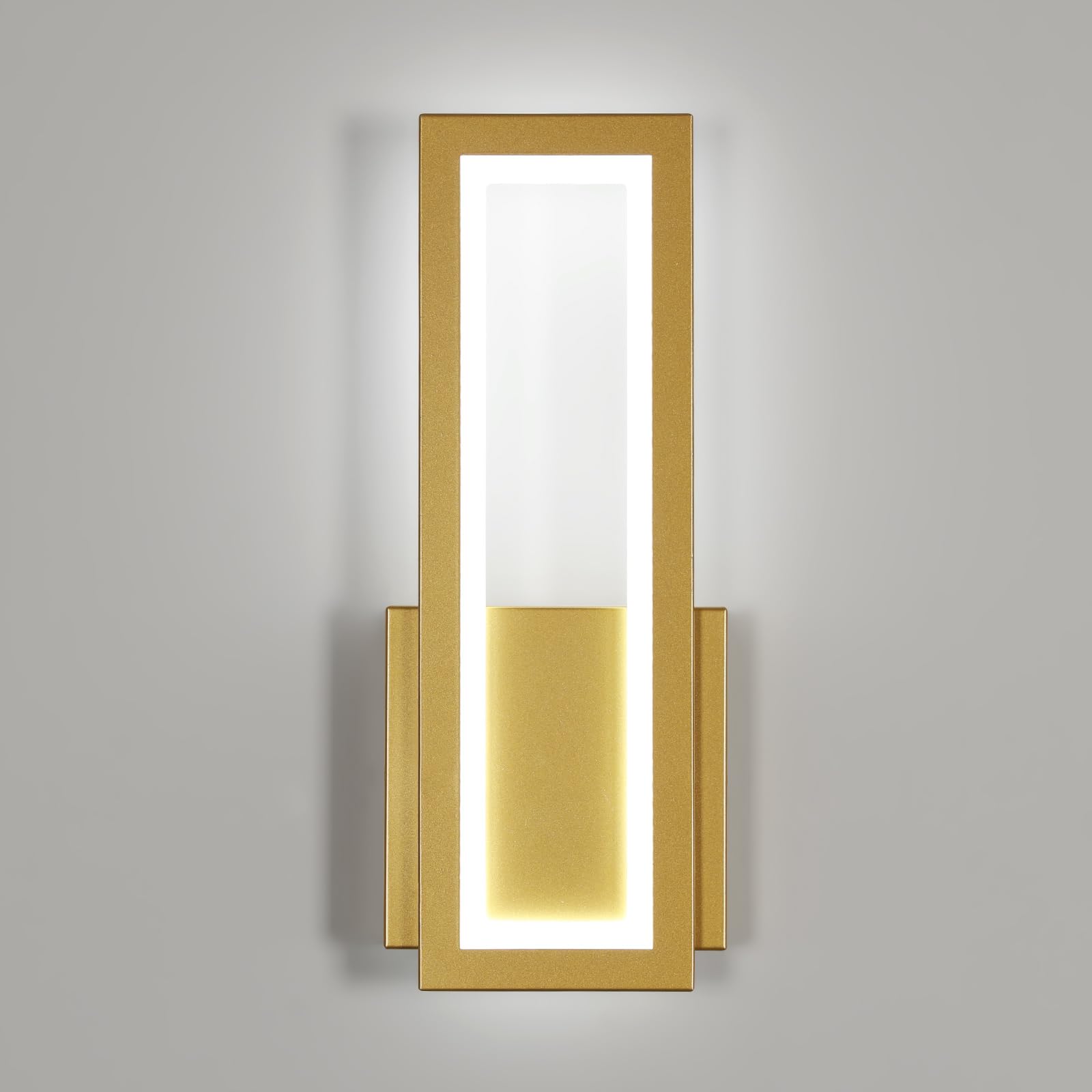Osairous Wandleuchte LED Innen Modern, 16W 1800LM Wandlampe Acryl LED, 32CM Gold Flur Wandbeleuchtung für Schlafzimmer Korridor Wohnzimmer Treppe, Kaltweiss 6500K