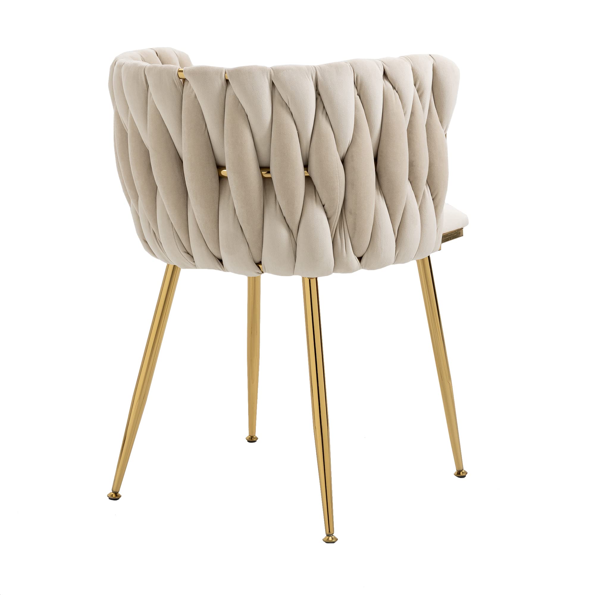 Set di 2 sedie da pranzo in velluto moderno e lussuoso con gambe in metallo dorato, elegante design intrecciato a mano e morbidi cuscini per sala da pranzo, soggiorno e camera da letto