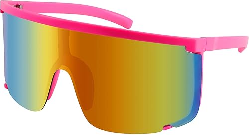 Karsaer Vision Shield - Lentes de sol para hombres y mujeres, de gran tamaño, neón, 80, 90, visera, estilo deportivo, ciclismo al aire libre, esquí