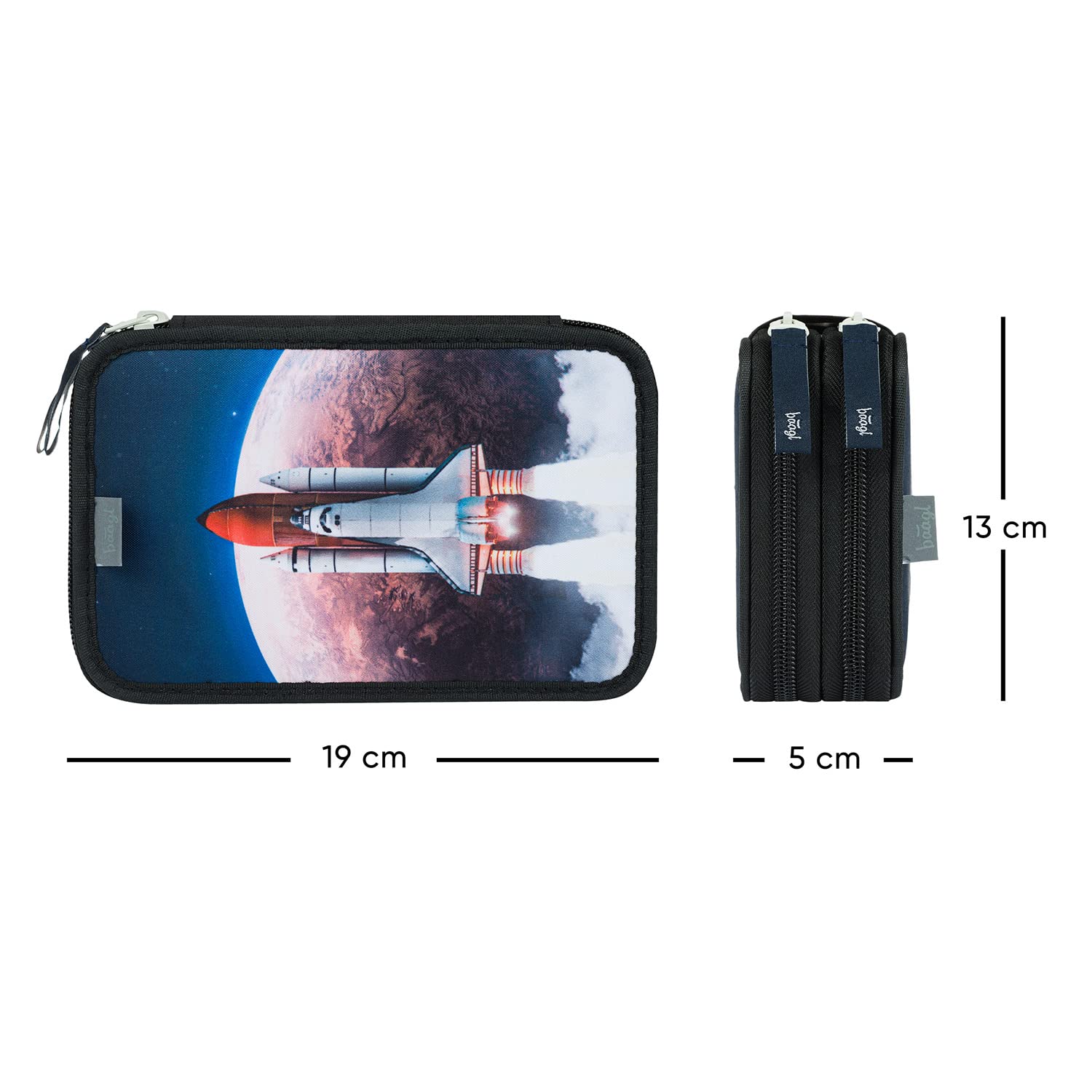 Baagl Shelly - Juego de 3 mochilas escolares para niños a partir de 1ª clase, mochila ergonómica para escuela primaria con correa para el pecho, Space Shuttle, Juego de mochila escolar