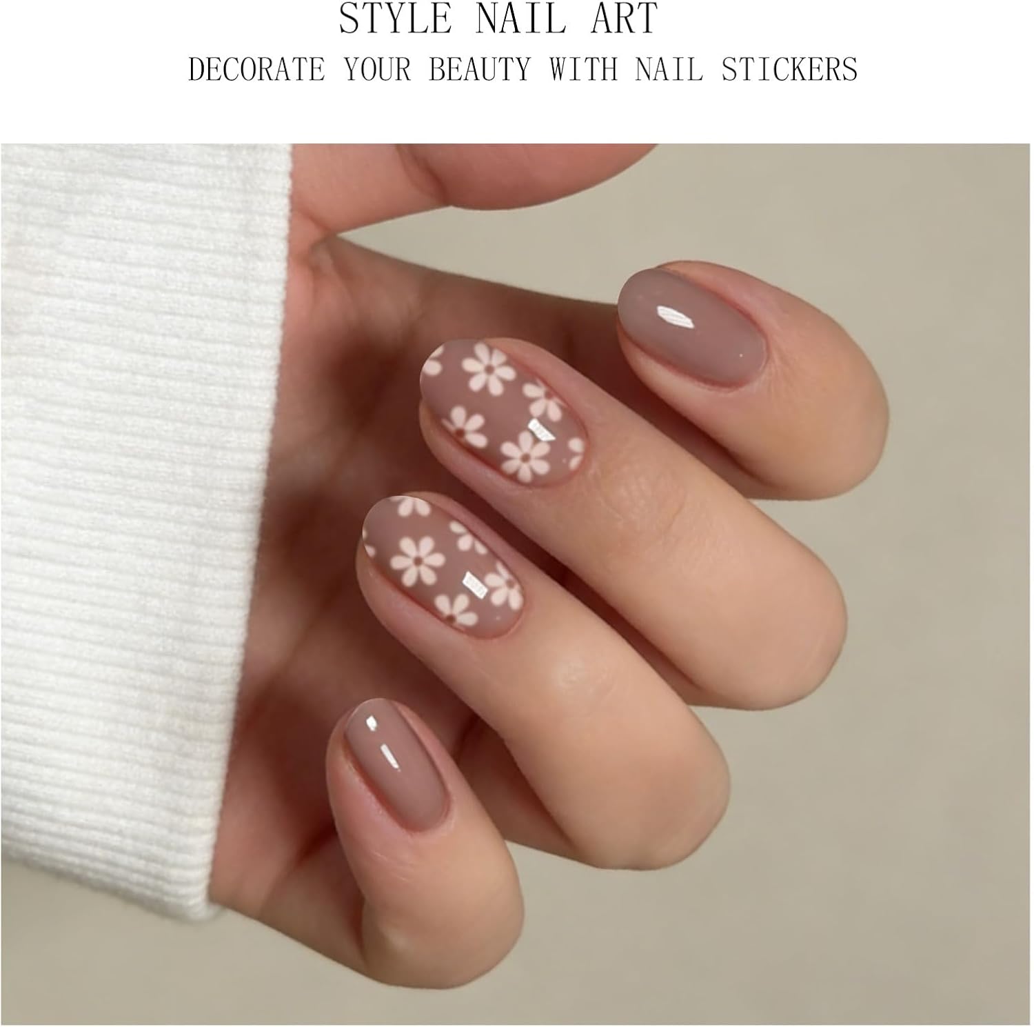 JMEOWIO Semi Cured Gel Nail Strips Flower Gel Nail Stickers Wraps UV/LED Nails Art Design Decoration Accessories