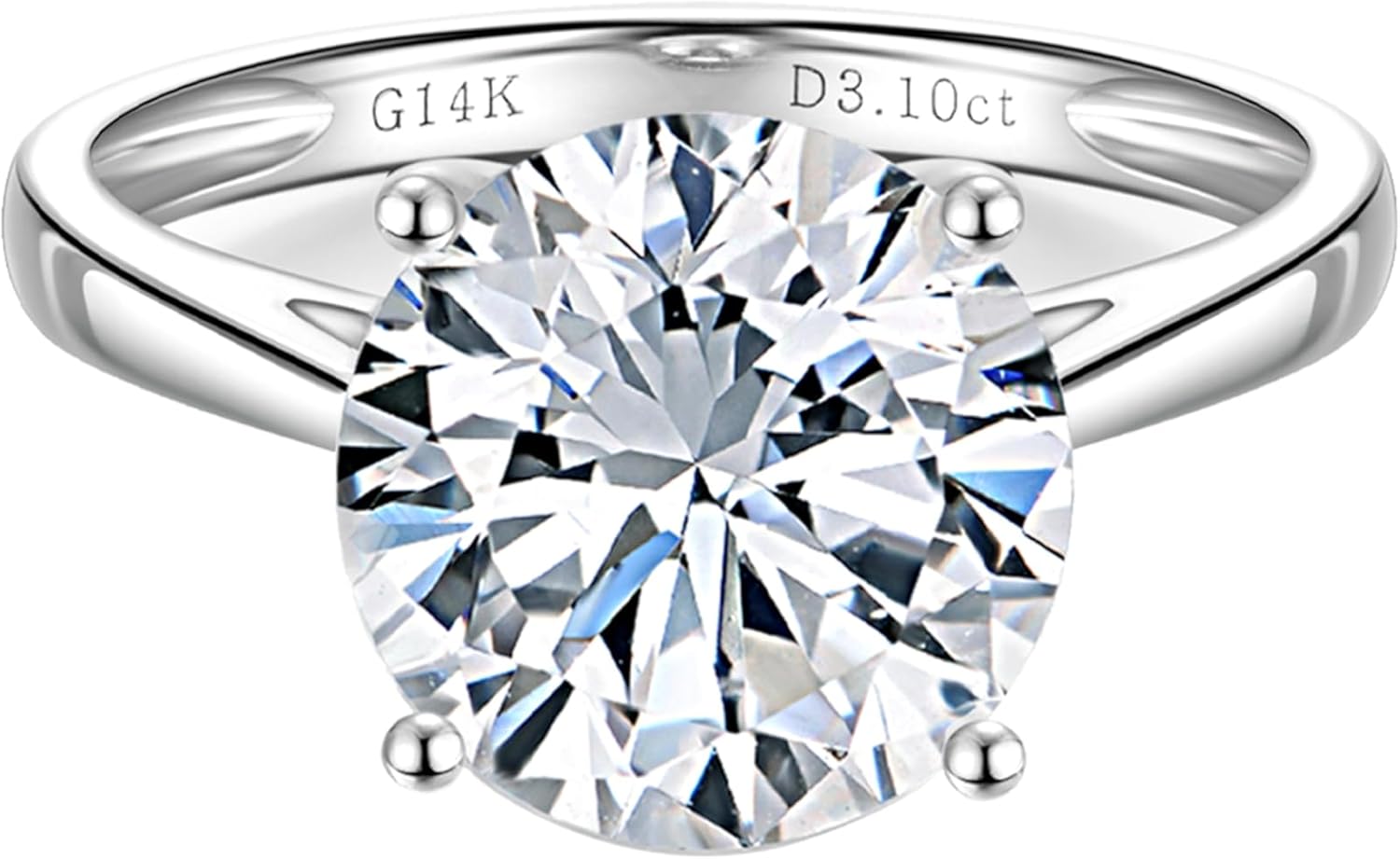 14K White Gold 1 to 3 Carat IGI Certified LAB Grown Diamond Engagement Rings for Women, Round Cut Solitaire Diamond Anniversary Wedding Promise Rings Jewelry Gift for Her, D-F Color, VVS1-VS1 Clarity