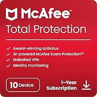 Vista 10 de McAfee Protección total 2022 3 dispositivos Software de seguridad antivirus de Internet VPN, administrador de contraseñas, monitoreo de web