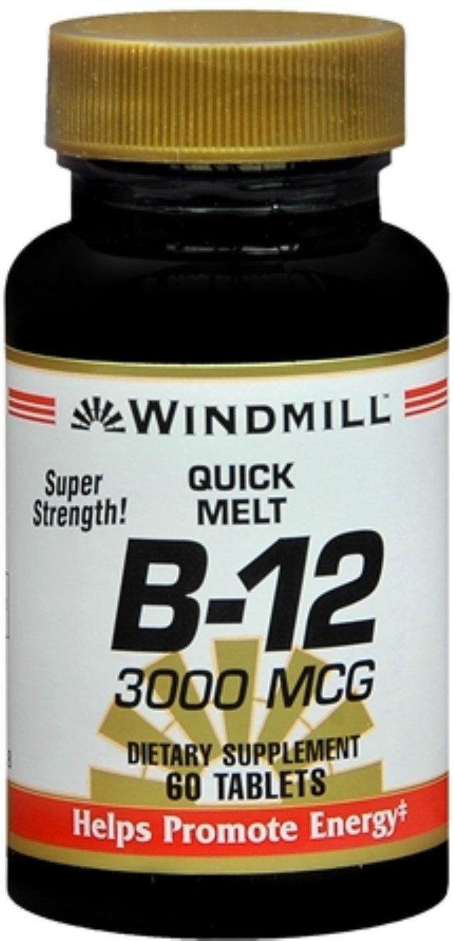 Windmill B-12 3000 mcg Quick Melt Tablets 60 Each (Pack of 12)