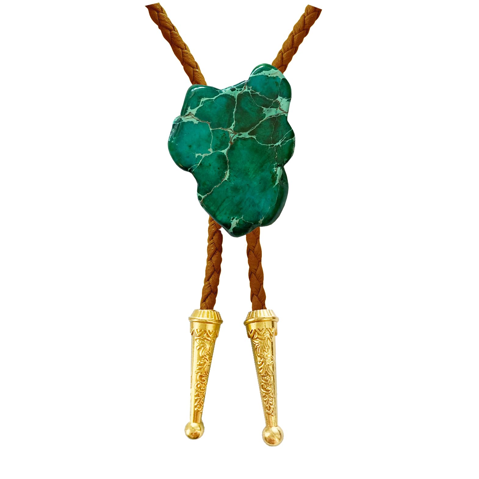Daisy Del Sol Gemstone Bolo Tie Braided Vegan Faux Leather Natural Stone Gold Handmade Necklace Adjustable Boho Western Jewelry