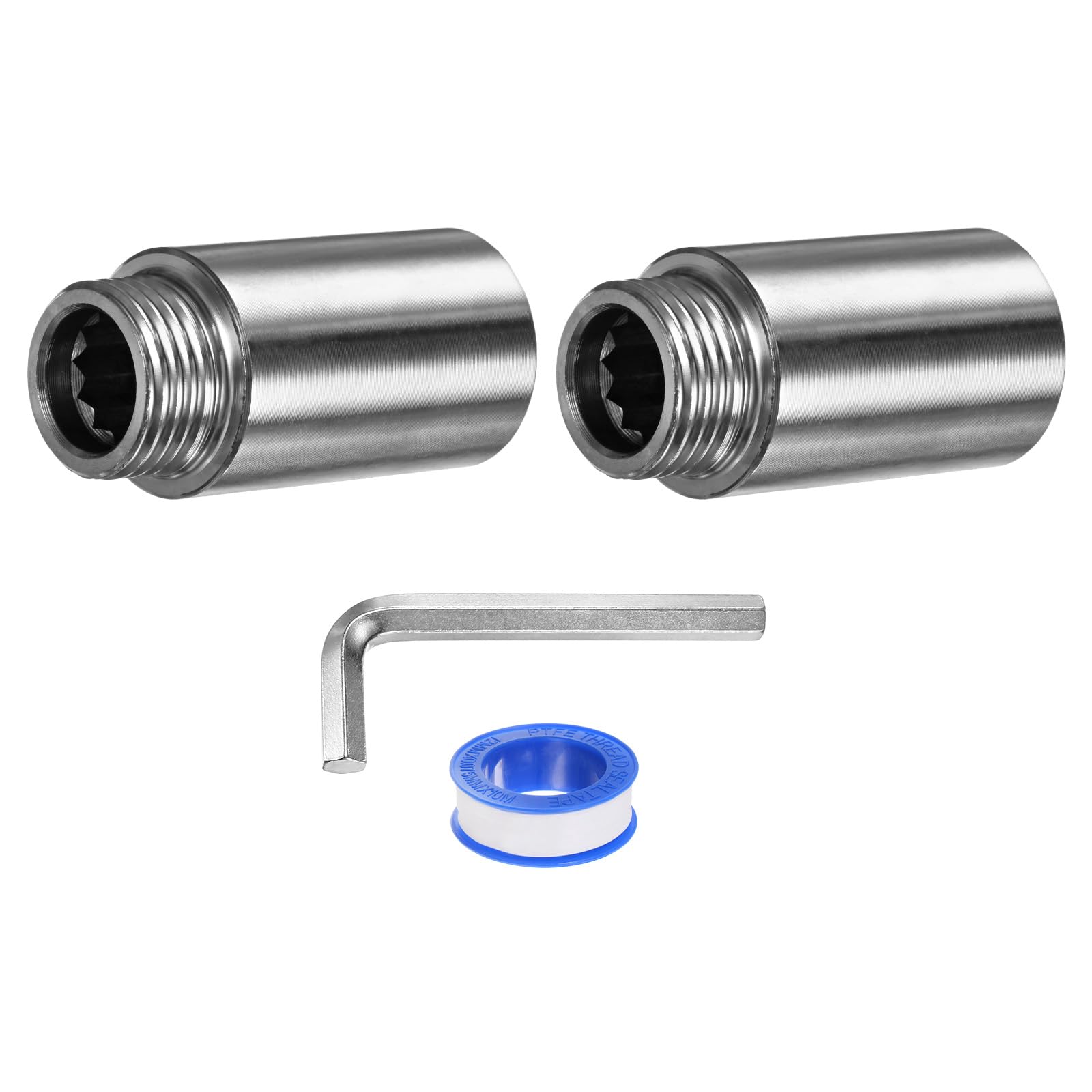 M METERXITY Shower Head Extension Arm Stainless Steel G1/2 Male to Female Extension Pipe Fitting with Thread Seal and Hexagonal Wrench Tape for Shower/Faucet Plumbing Coupler 1.97"/50mm 2-Pack