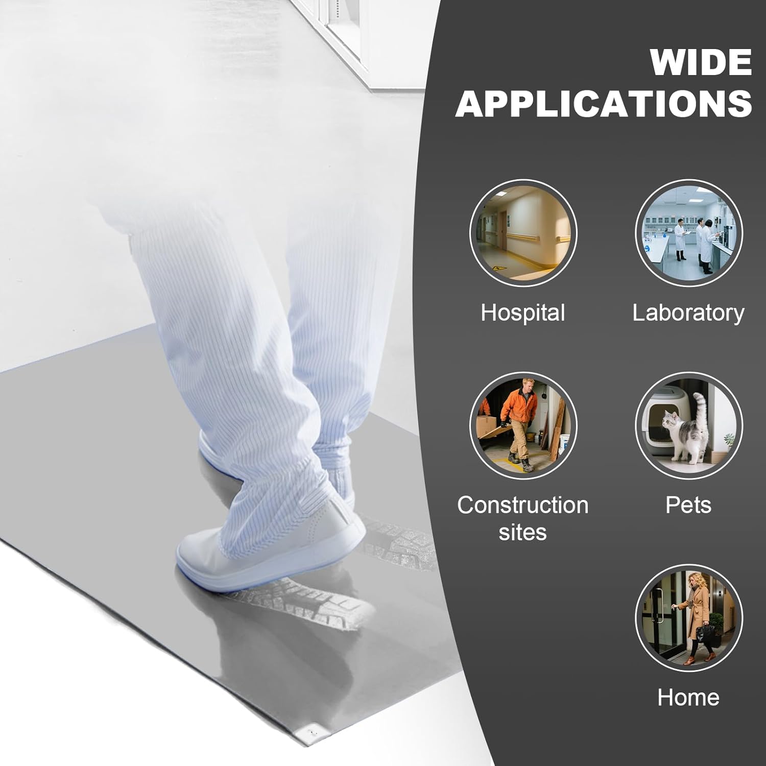 18" x 36" Sticky Mat Tacky Pads (5 Packs,150 Sheets,30 Sheets/Pack Adhesive Floor Mat for Cleanroom Laboratory Hospital Construction Pets Home Indoor Gymnasium and Workshop, Grey