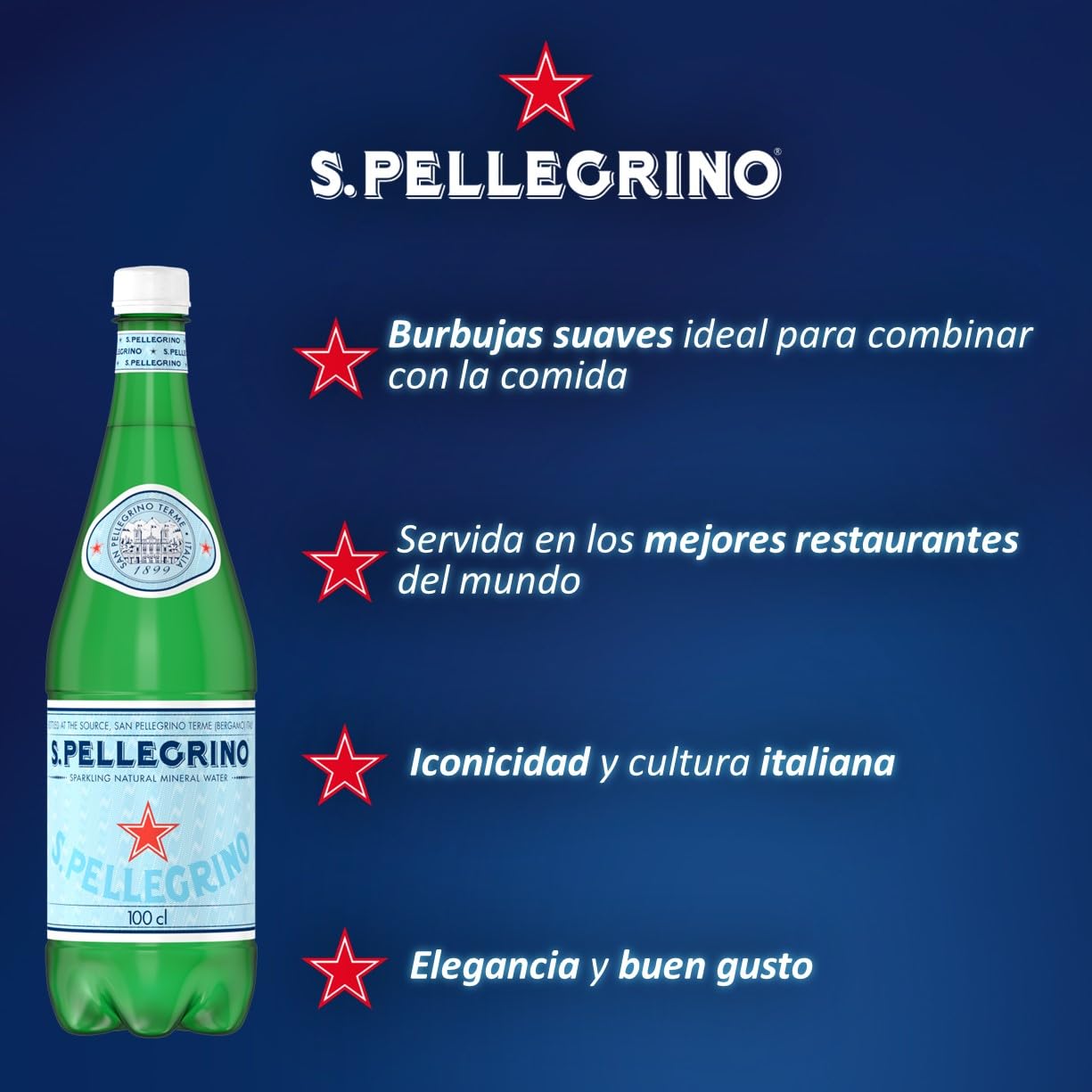 S. Pellegrino Agua Mineral Natural con Gas 4 Packs de 6 x 50cl, 24 botellas