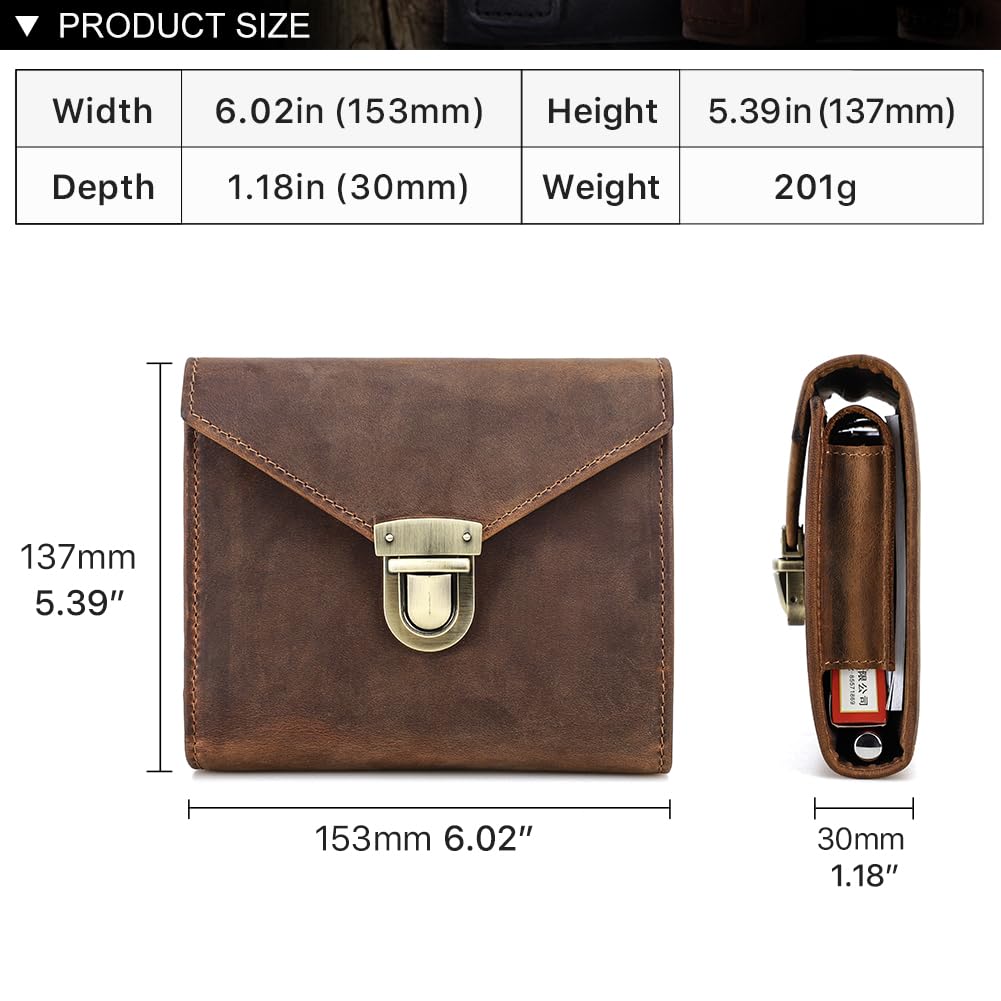 CONTACTS Genuine Leather Playing Card Case with Pen and Notepad Holder for Outdoor Travel 2 Deck Card Box Brown Card Game Organizer for 2 Decks - Image 3