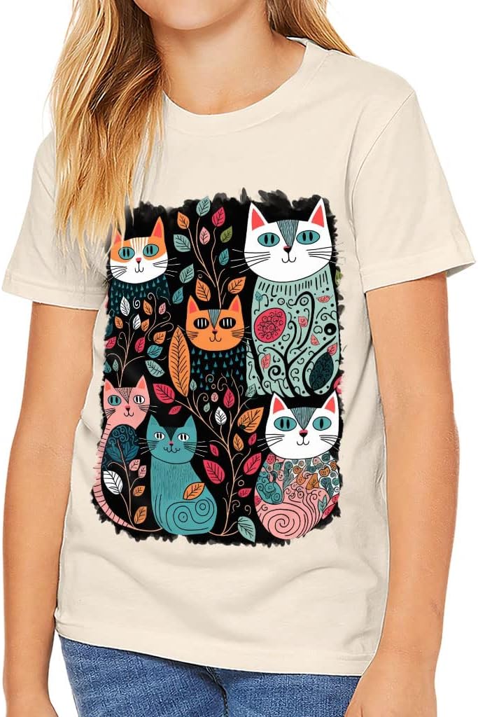 Cats Print Kids' T-Shirt - Kitten Art T-Shirt - Graphic Tee Shirt for Kids
