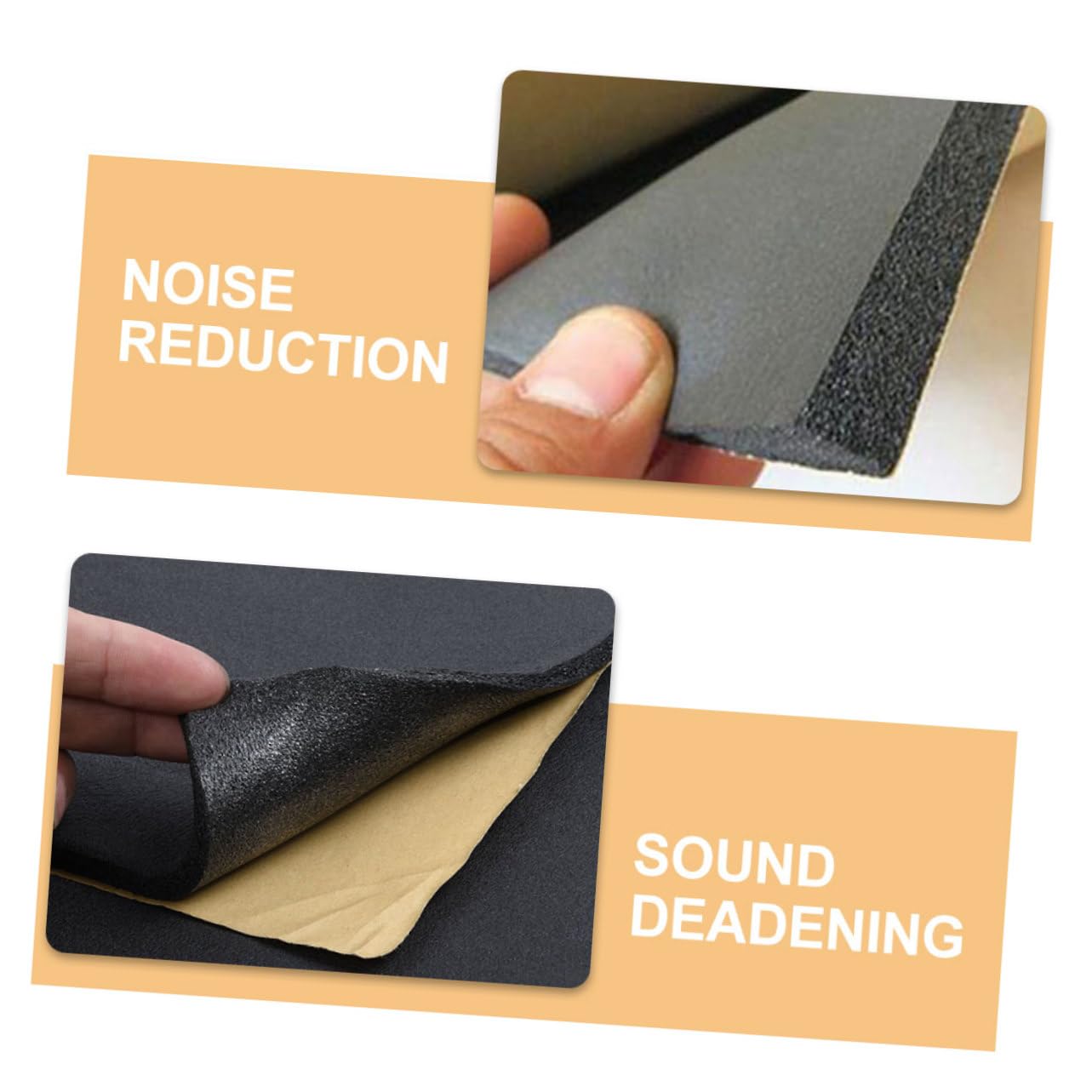 Espuma Acústica para Automóviles Aislamiento Térmico y Acústico, Protector Térmico del Motor, 2 Piezas de Goma y Plástico, Negro