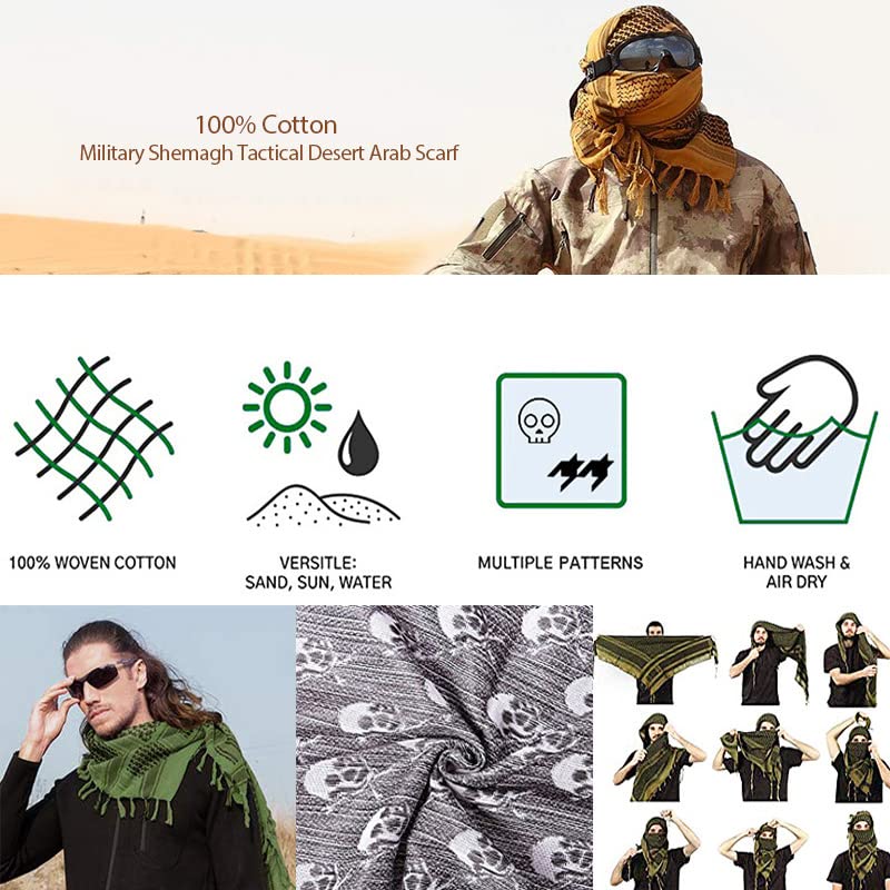 Unisex Traditional Shemagh Head Wraps, Agal & Headscarf Set, Large Arab Keffiyeh Scarf4