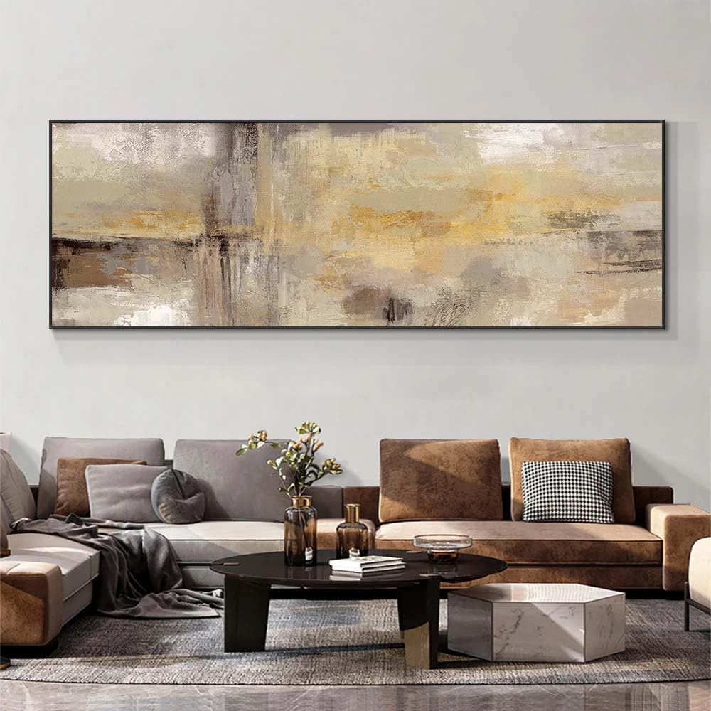 Cuadro abstracto para pared, lienzo para decoración de pared, grande, amarillo y marrón, cuadros artísticos modernos, decoración del hogar, sala de estar, dormitorio, oficina, sin marco, 180 x 60 cm