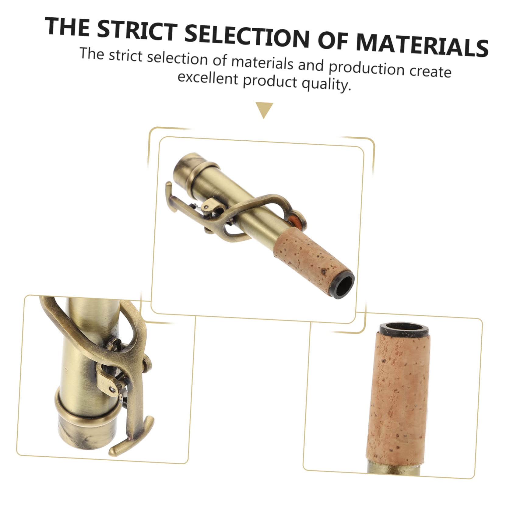 Collo Saxofono Dritto Retrò 2 Pezzi Bronzo e Sughero | Manici Curvi e Dritti, Accessori Vintage per Sax, Trasmissione Vibrazioni e Trasparenza Sonora