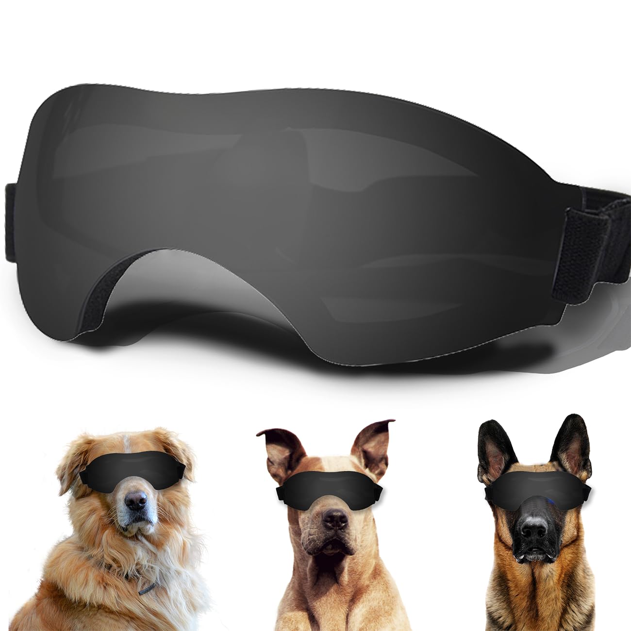 Large Dog Sunglasses, UV Protection Windproof Goggles With Adjustable Strap, Suitable for Large Pet Eyes Protection