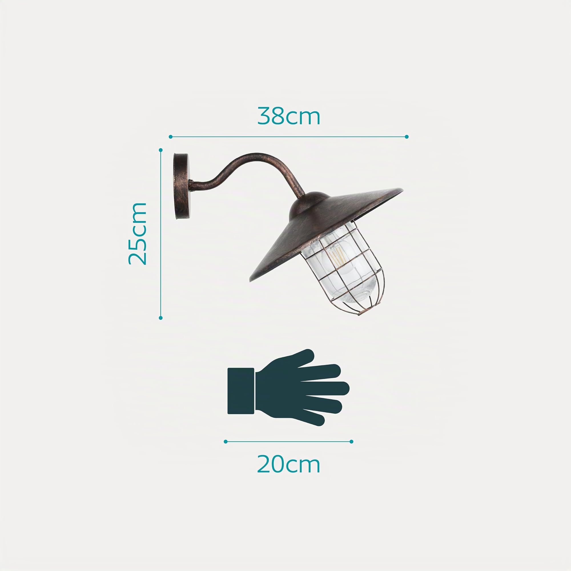 Eglo Melgoa Lámpara de pared para exterior, aplique de exterior de 1 foco | de acero galvanizado con aspecto oxidado y cristal, casquillo E27, IP44