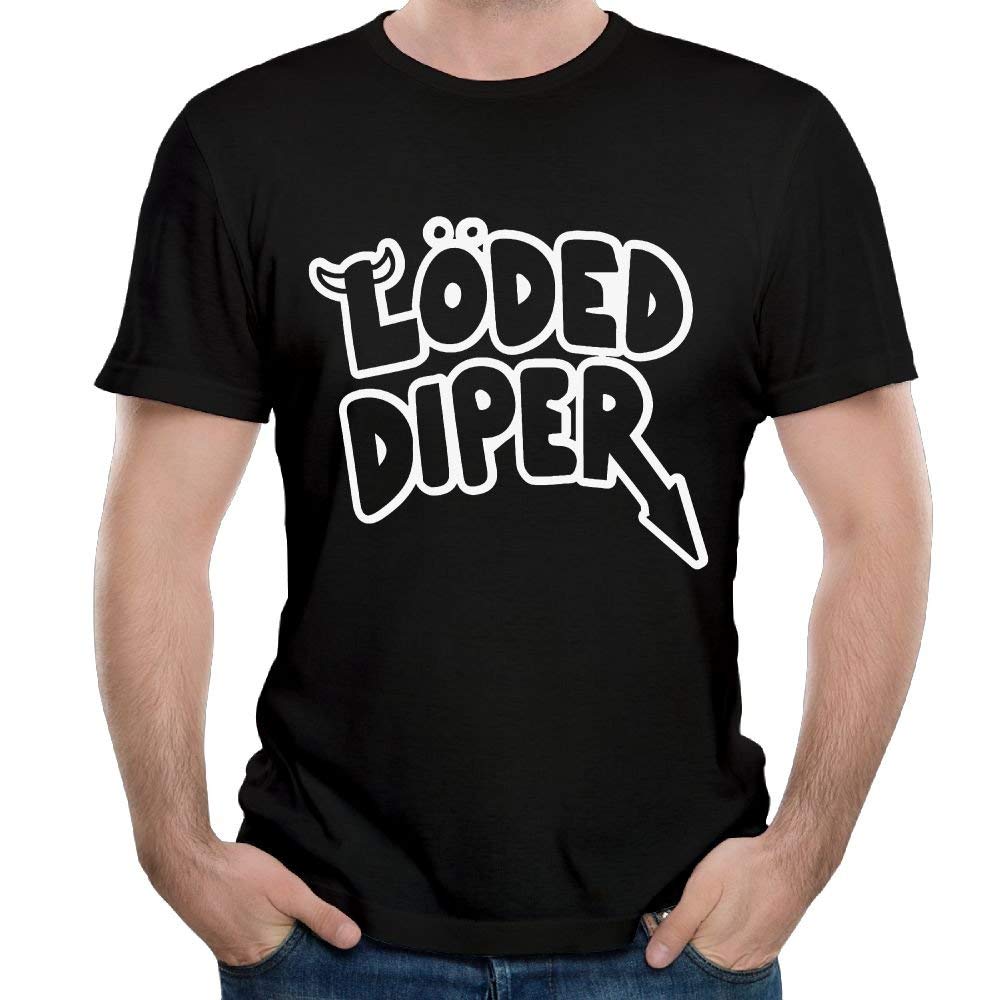 OKFDYIDSTPMen's Funny loded diper Casual Style Jogging Black Short Sleeve T-Shirts