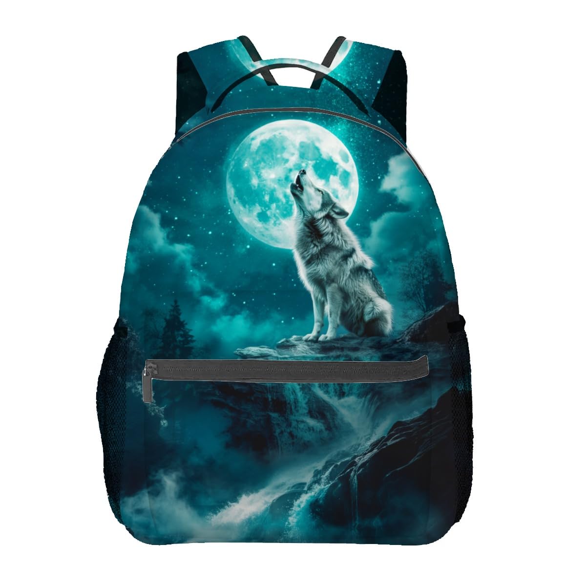 VANZEV Howling Wolf Moon Backpack Travel Backpacks Laptop Rucksack,School Bookbag for Women Kids Boys Girls,Animal Back Pack Accessories Bags,Ideal