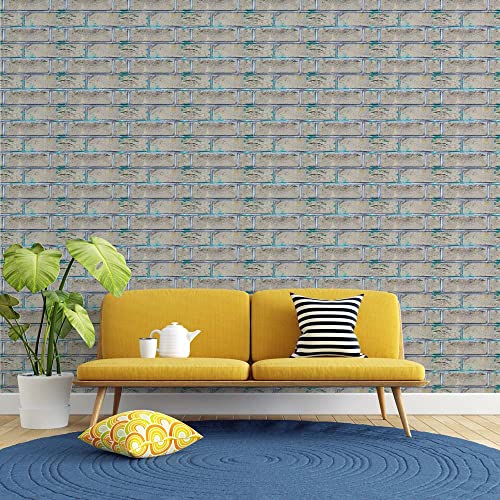 Image of DWELLSINDIA Grey Bricks Self Adhesive Wallpaper, Waterproof, Scratch Resistant, Laminated (41cm x 244cm, Multicolour)