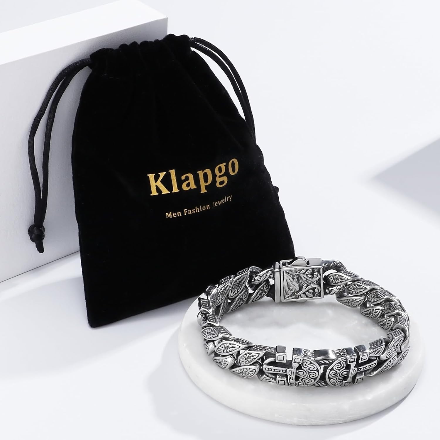 Mens Cross Stainless Steel Bracelet Vintage Retro Punk Cross Bracelet for Men, 8.66" Gothic Jewelry with Polished Engraved Design Men's link for Men - Image 7