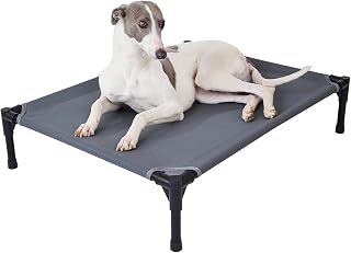 Pettycare 42" Elevated Cooling Dog Bed for Large Breeds - Raised Waterproof Cot with Breathable Teslin Mesh, Grey