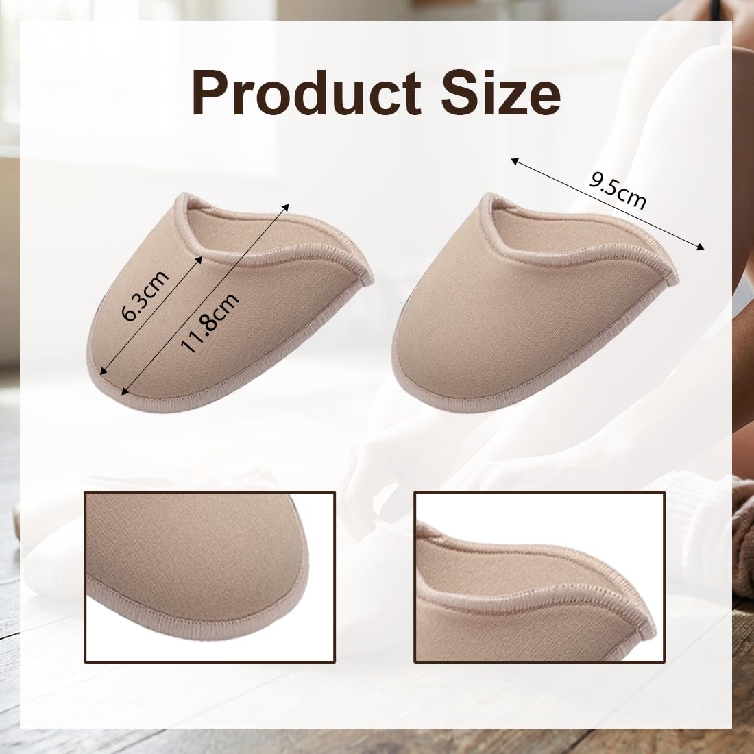 1 pares protectores de dedos pie de ballet, cubiertas de tela para dedos del pie, almohadillas para los dedos del pie en punta, cojines suaves para mujeres, Ballet Toe Pads Almohadillas largo