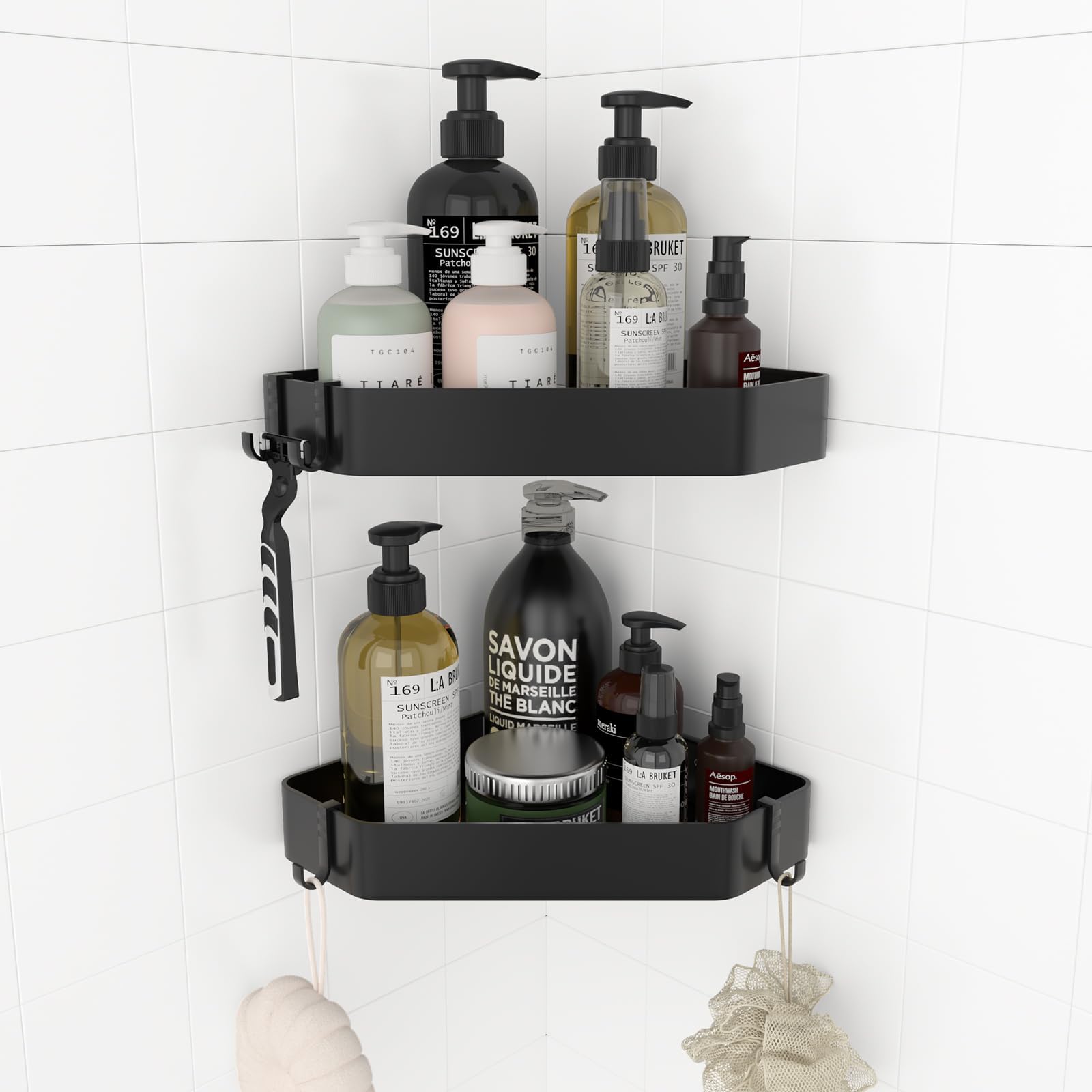 Amazon.com: Big Lighting Deals Corner Shower Caddy 2 Pack, Bathroom Shower Organizer with 4 ...