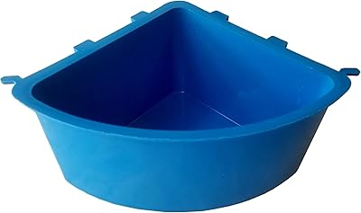 Cage Cups Blue Corner Cup 1.2 Quart / 38 fl oz Hanging Feed & Water Cage Cups for Chicken, Gamefowl, Poultry, Quail, Pheasant (24)
