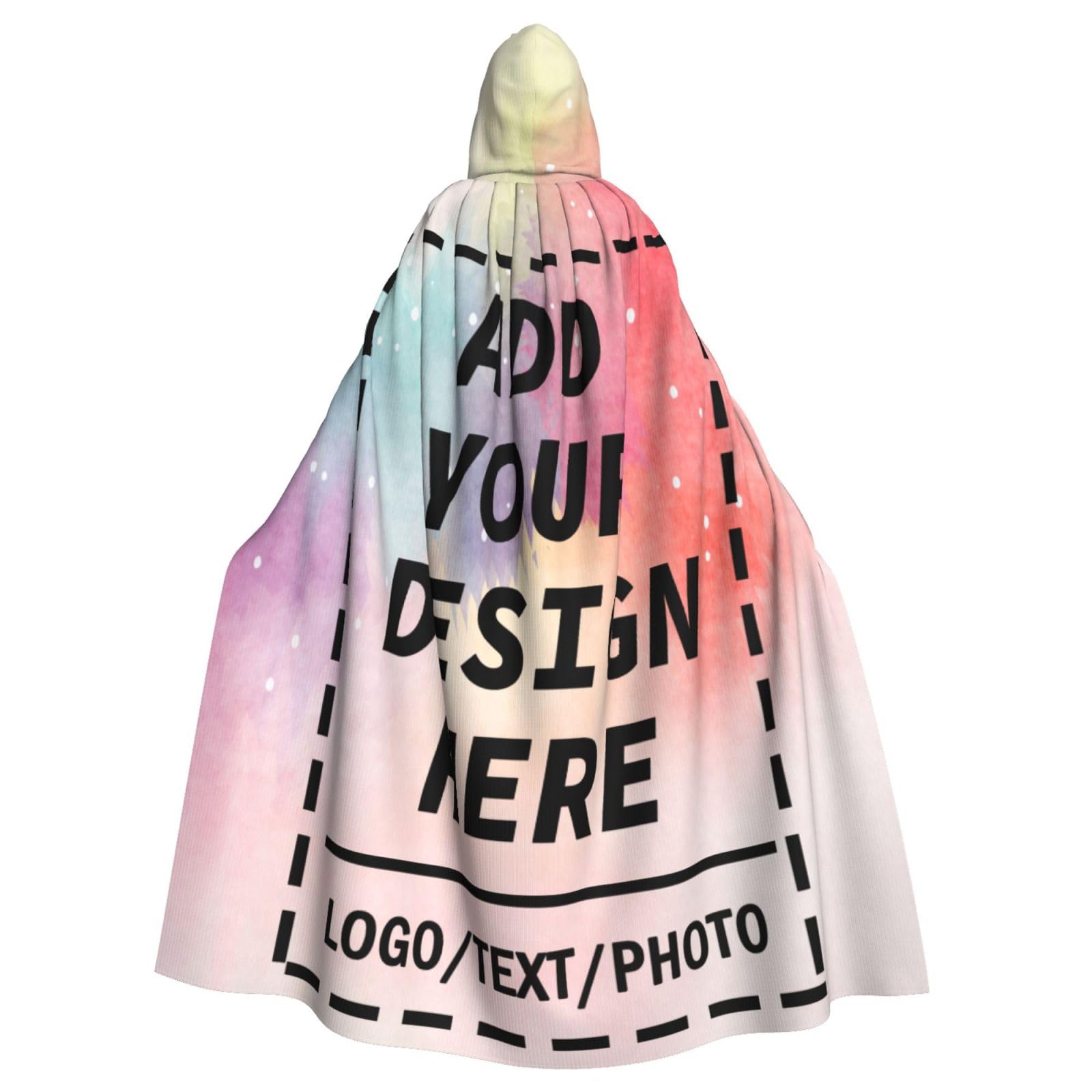 Personalised Cloak Custom Black Cape with Image Text Name Logo, Personalised Cloak with Hood Halloween Costume Adult Women Men, Masquerade, Wedding Party Outfit Funny Custom Gifts for Adults