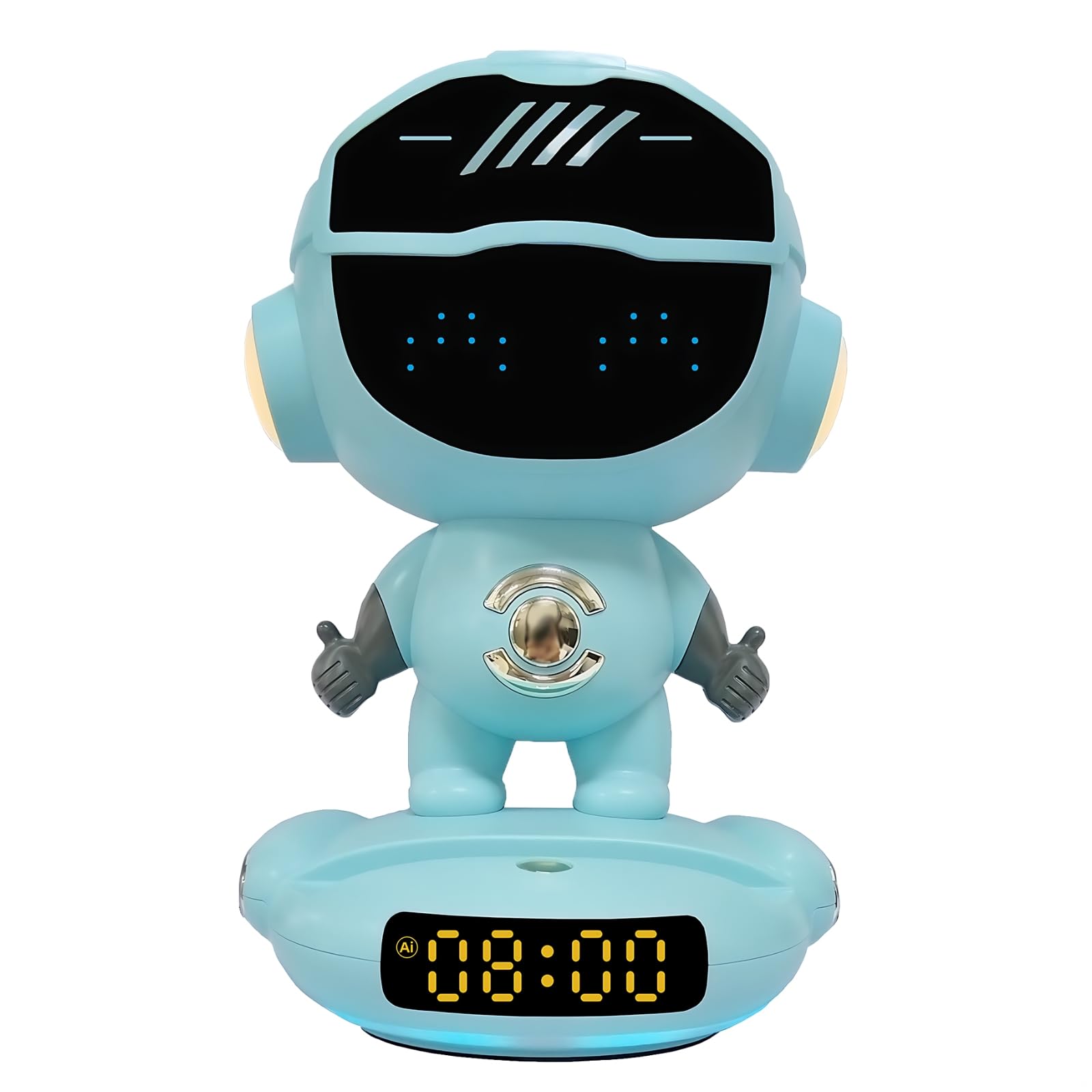 Altoparlante wireless Ai con assistente vocale, orologio digitale, funzione luce notturna, 1800 mAh, blu cielo