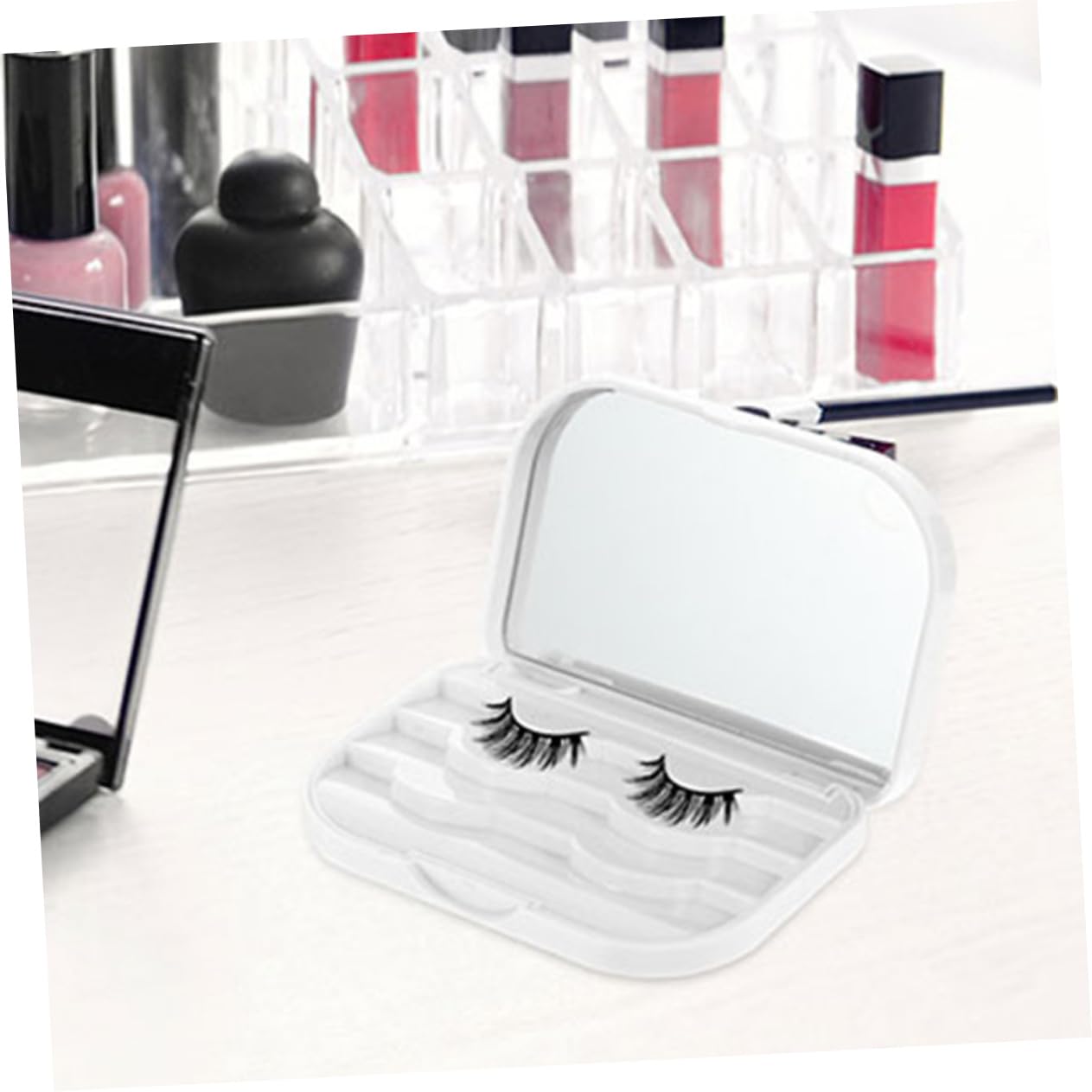 Healeved 6stücke Eyelash Storage Box Für Falsche Wimpern Kompakte Tragbare Aufbewahrungslösung Mit Spiegel Für Unterwegs Sicheren Aufbewahrung Von Wimpern