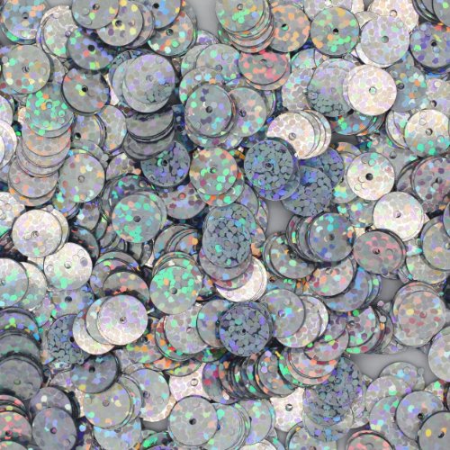 8mm Flat Round Sequin Paillettes ~ Silver Metallic Hologram Reflective Rainbow ~ Loose Sequins for e