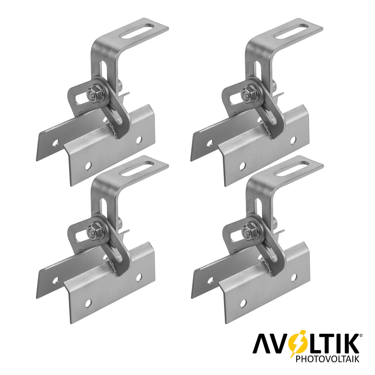 Avoltik Lot de 4 crochets de toit photovoltaïques pour une fixation sûre sur la tôle trapézoïdale I Rails robustes et inoxydables pour panneaux solaires en acier inoxydable 1.4301 I Support de module