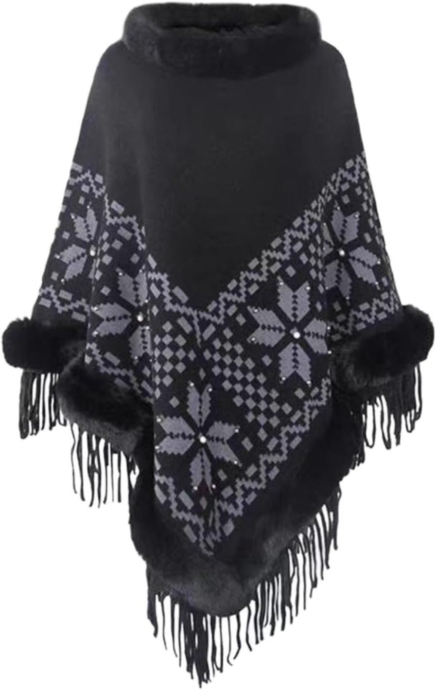 Autumn/Winter Shawl Cape Women's Knitted Open Cardigan Loose Overcoat