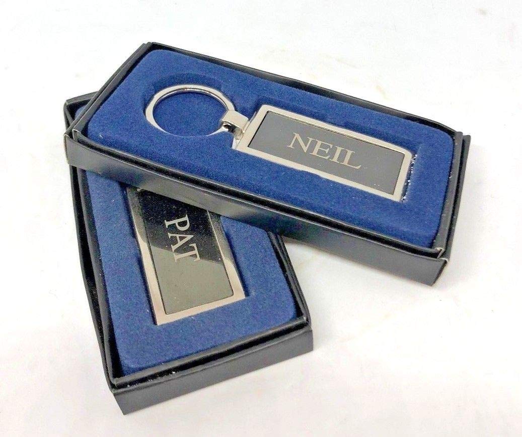 Royal County Men's Black William Personalised Nickel Plated Keyring In Presentation Gift Box