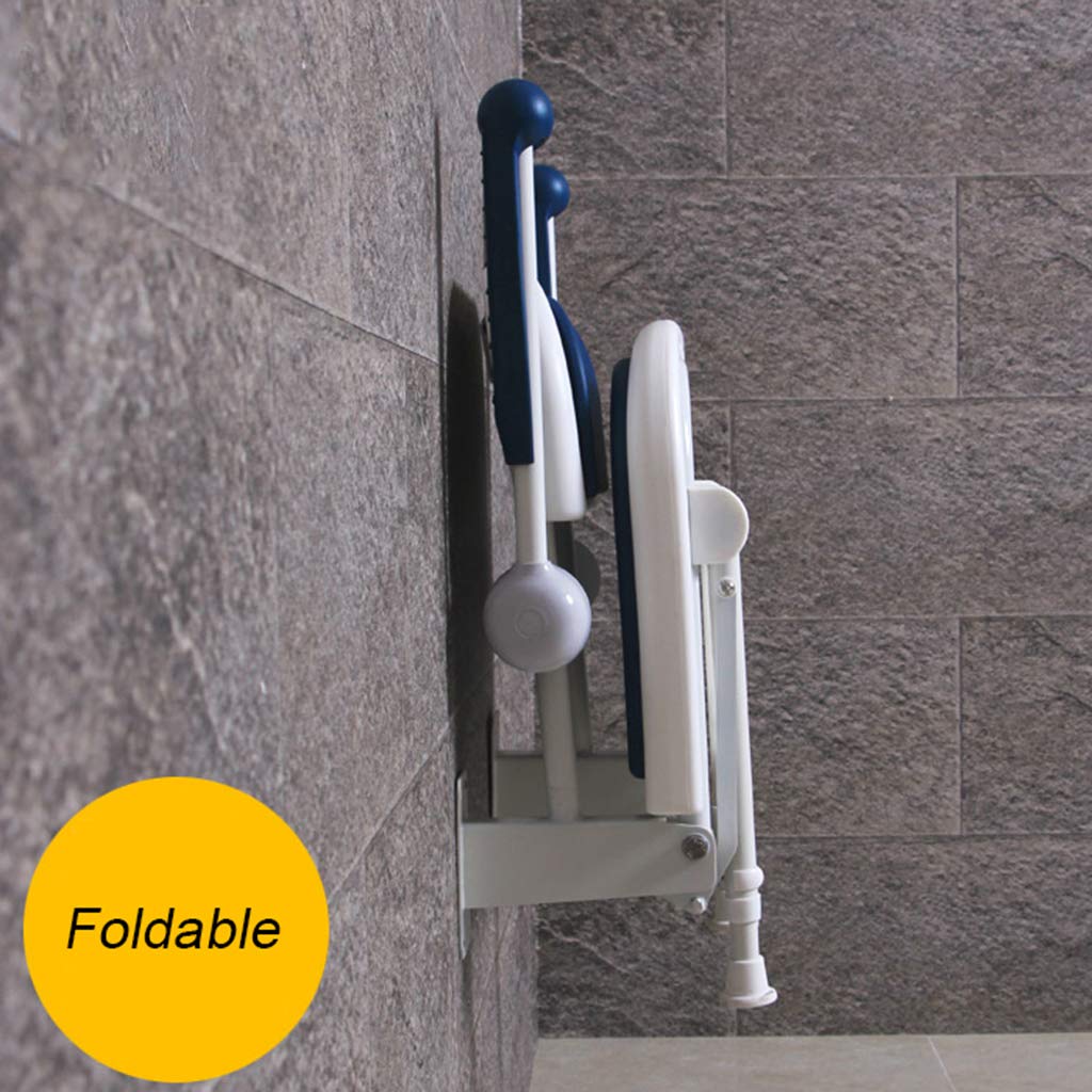 Casa Bañera Ducha Elevador Silla Montaje en Pared Plegable Mujer Embarazada Asiento de banqueta de baño con Respaldo Asa de Seguridad Ayuda de Seguridad para el baño para Ancianos, discapacitados