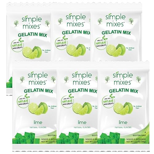Simple Mixes Mezcla de gelatina de lima natural, 3.0 onzas (paquete de 6)