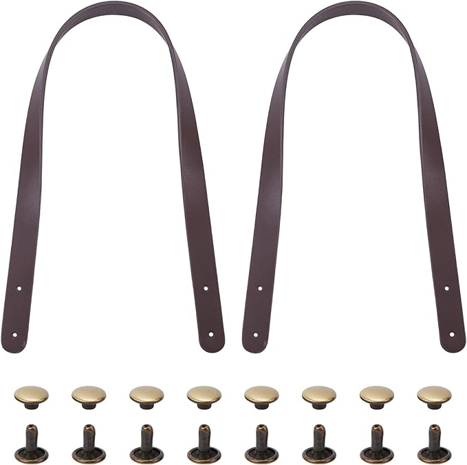 WADORN 2pcs Leather Purse Handle Strap with Rivets, 21.65
