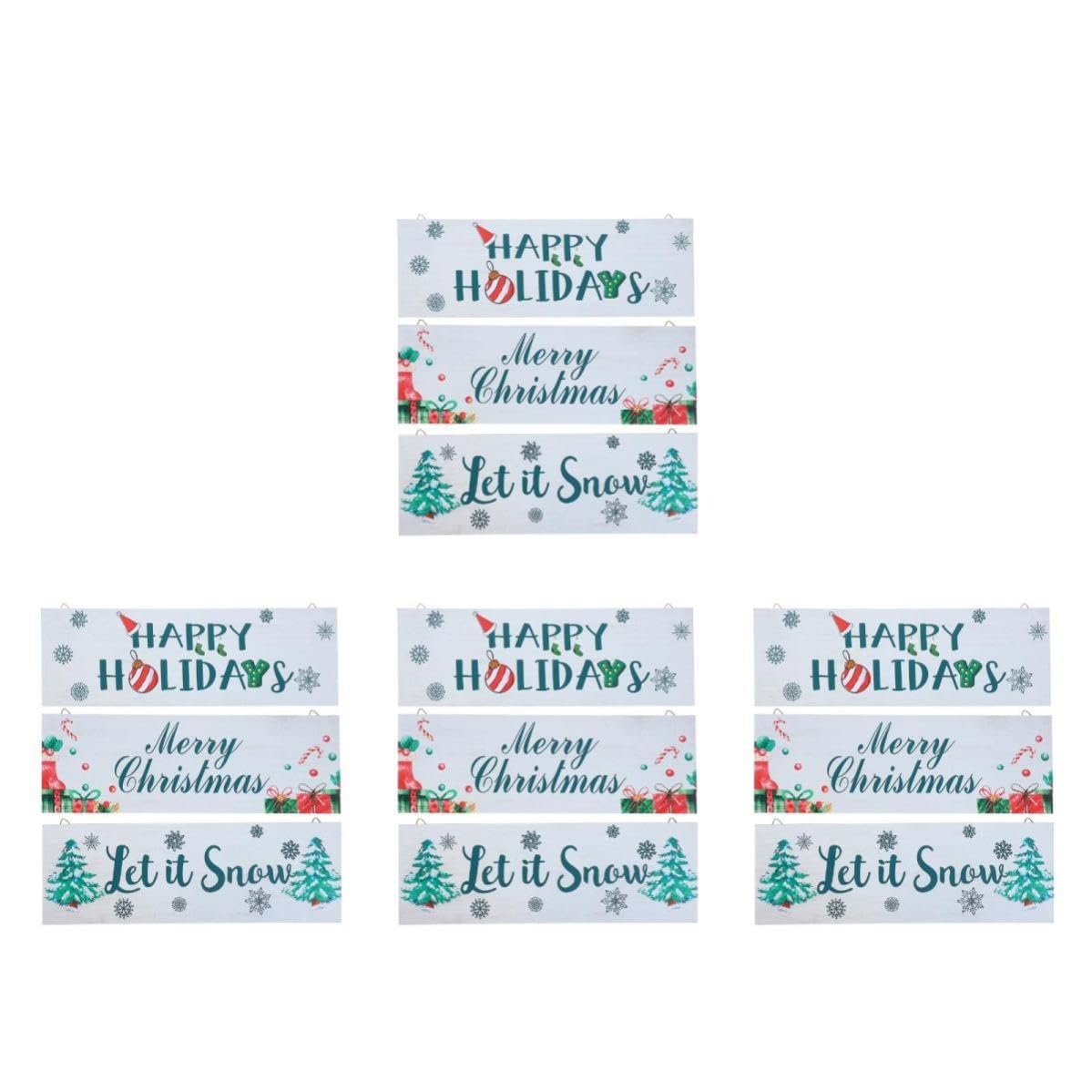 TOYANDONA 4 Piezas Letrero de Madera Feliz Navidad para Pared, Estilo