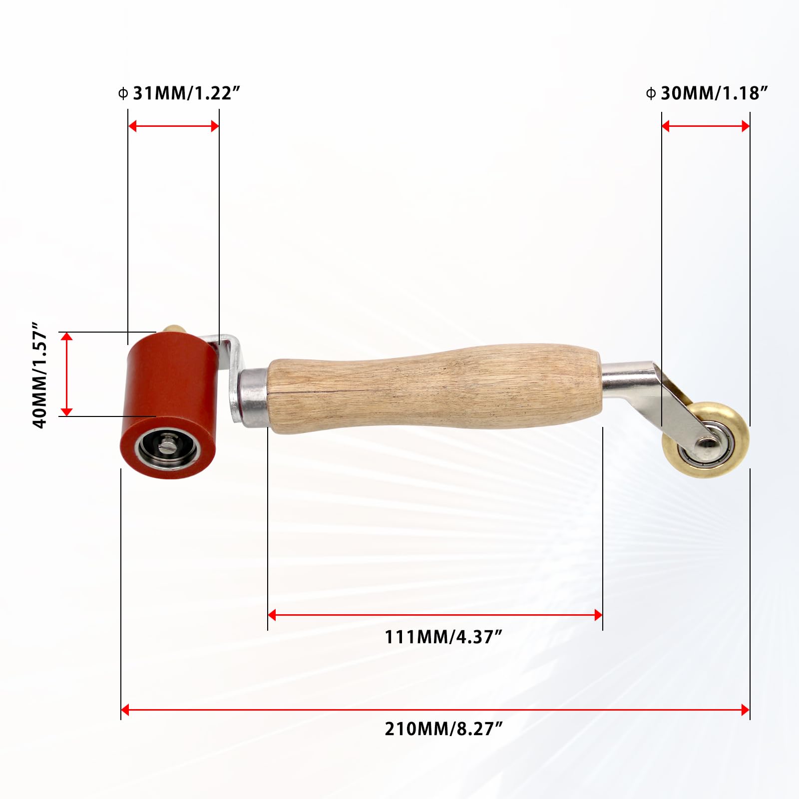 Silikonowy wałek do szycia 40 mm / rolka 6 mm z mosiądzu, narzędzie do wygładzania dachów o pojedynczej grubości PVC/TPO/EPDM, narzędzia do pokryć dachowych i taśma na gorące powietrze