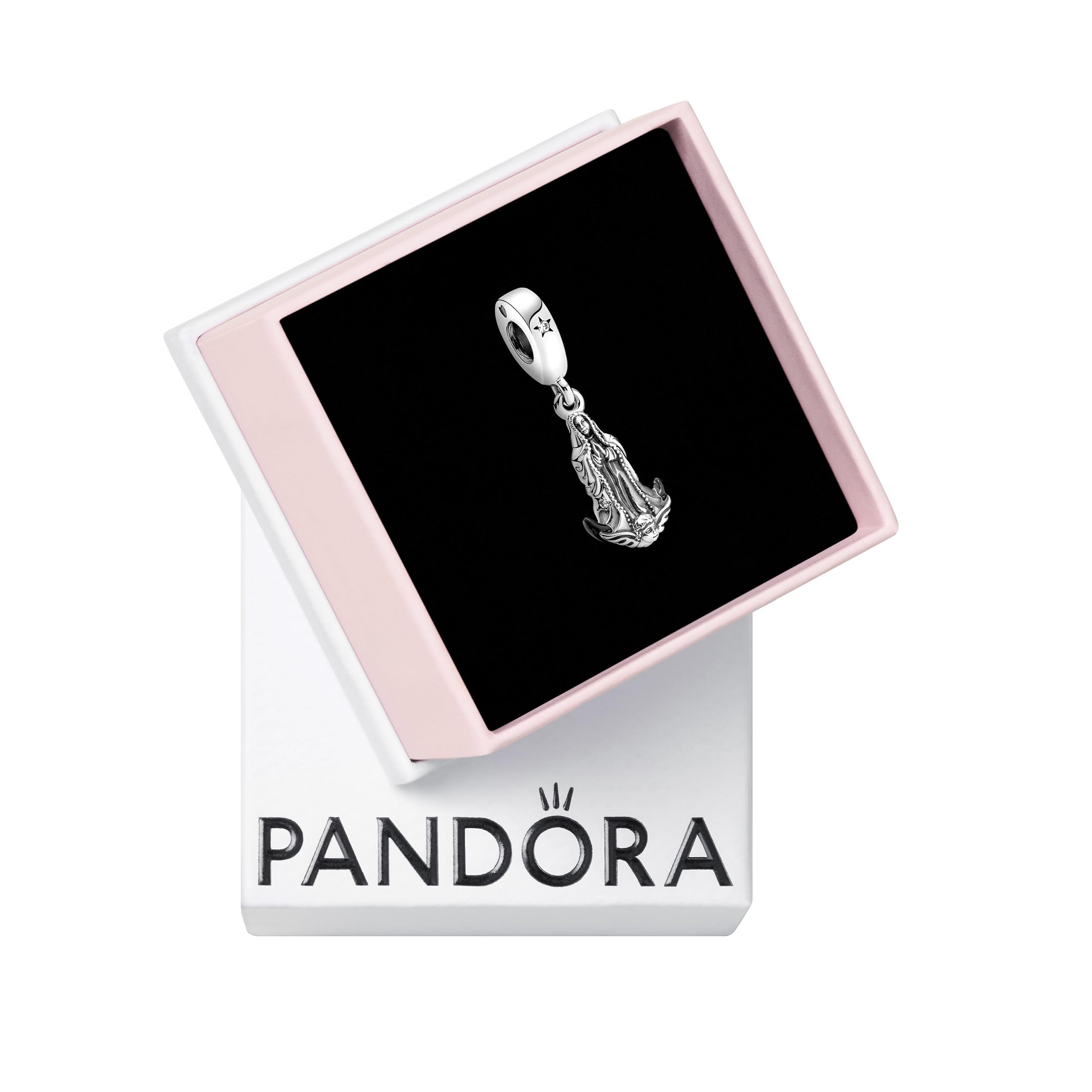 PANDORA Virgin of Guadalupe Motif Dangle Charm - Compatible with PANDORA Moments - Gift for Her - Made with Sterling Silver, Cubic Zirconia & Enamel -