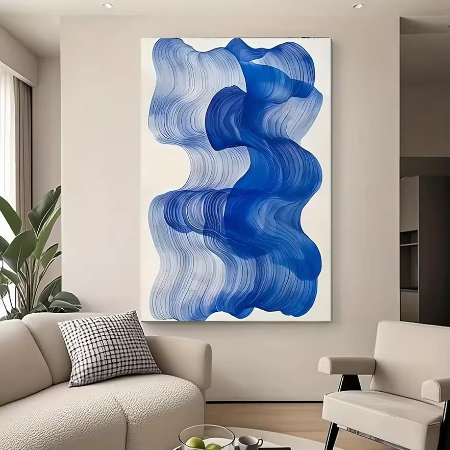Lienzo de olas azules renacentistas vertical de 20x30 cm para dar vida a paredes vacías pequeñas