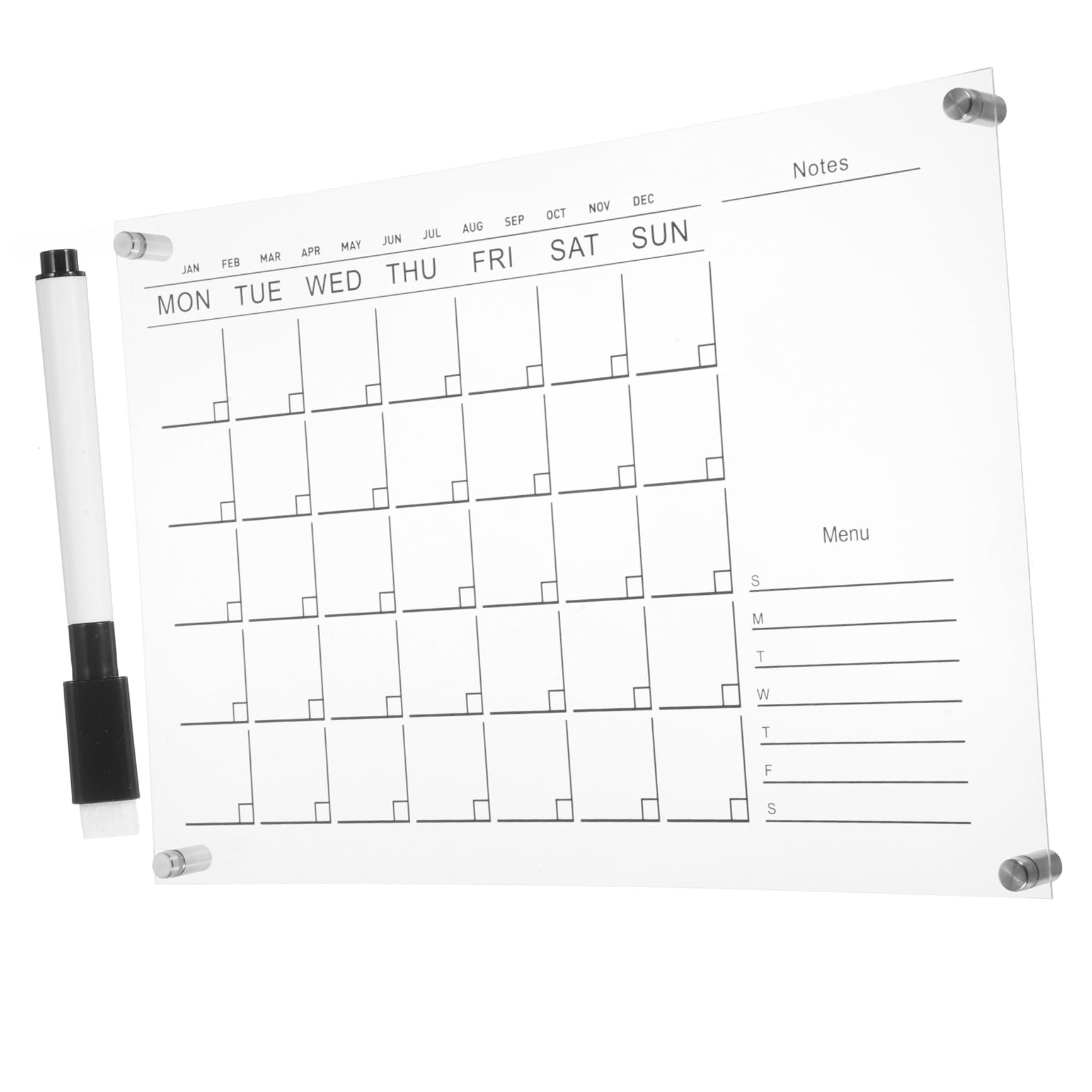 Transparente Whiteboard Tafel aus Acryl mit Wochenplan für Büro