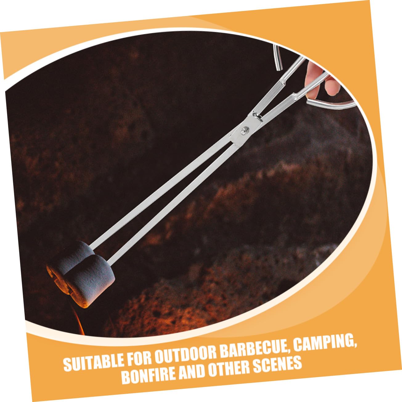 Pinza per Carbonella in Acciaio Inox con Denti Resistente e Versatile per Barbecue Falò e Campeggio per Maneggiare e Rifiuti Allaperto