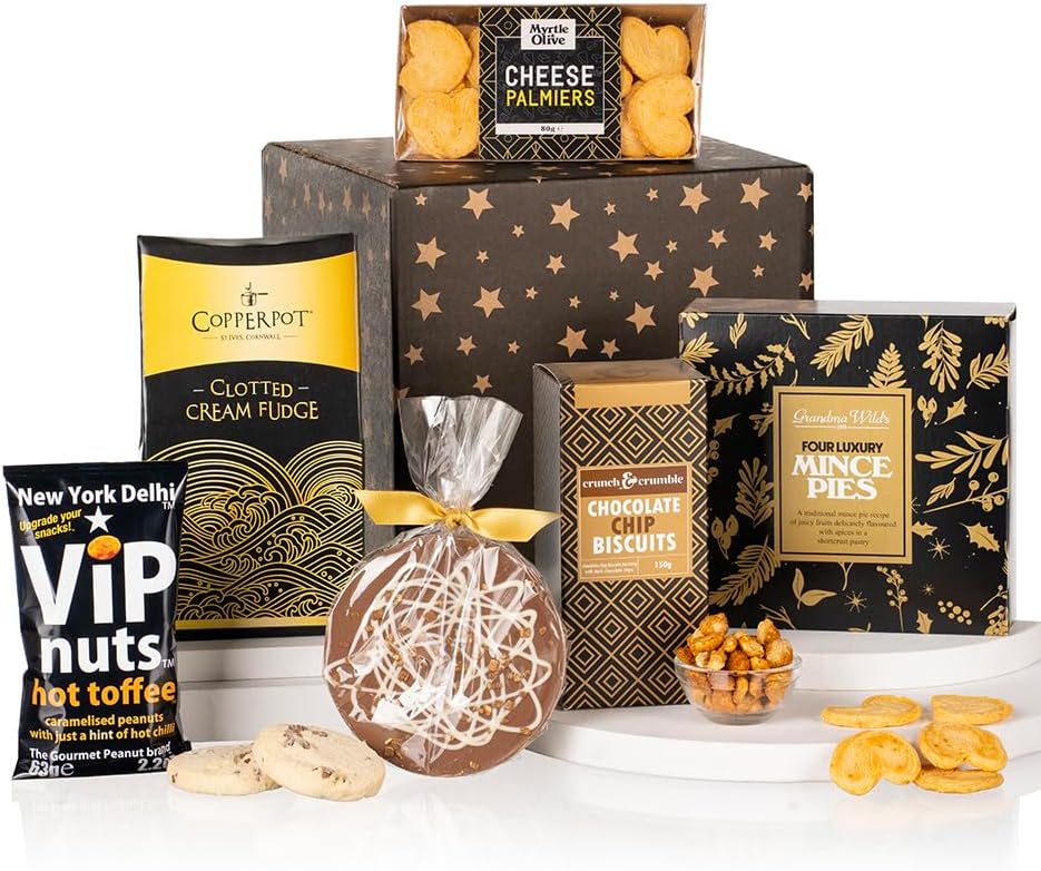 Virginia Hayward Hamper, Goodies Galore - Hampers & Gourmet Gifts Festive Treats Including Mince Pies Festive Pudding, Cheddar Bites, Chocolate Disc and More - Luxurious Festive Presents