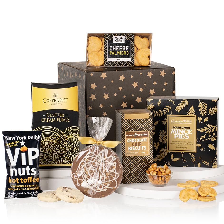 Virginia Hayward Hamper, Goodies Galore - Hampers & Gourmet Gifts Festive Treats Including Mince Pies Festive Pudding, Cheddar Bites, Chocolate Disc and More - Luxurious Festive Presents