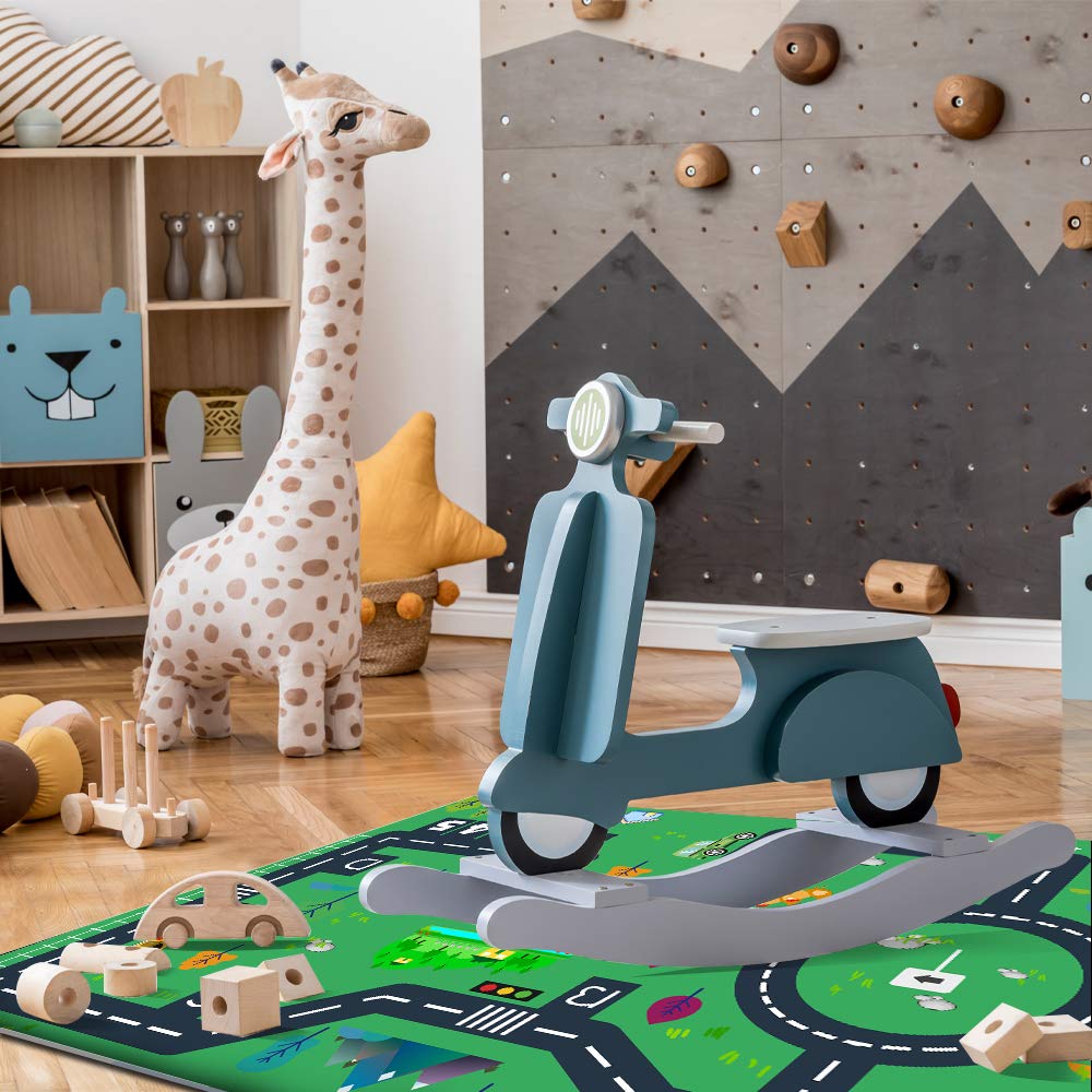 Teppich Kinderzimmer Mädchen Junge Rund Blau Spielmatte Baby Schadstofffrei Kinderteppich (D70, 120x160cm,47.2"x62.9")