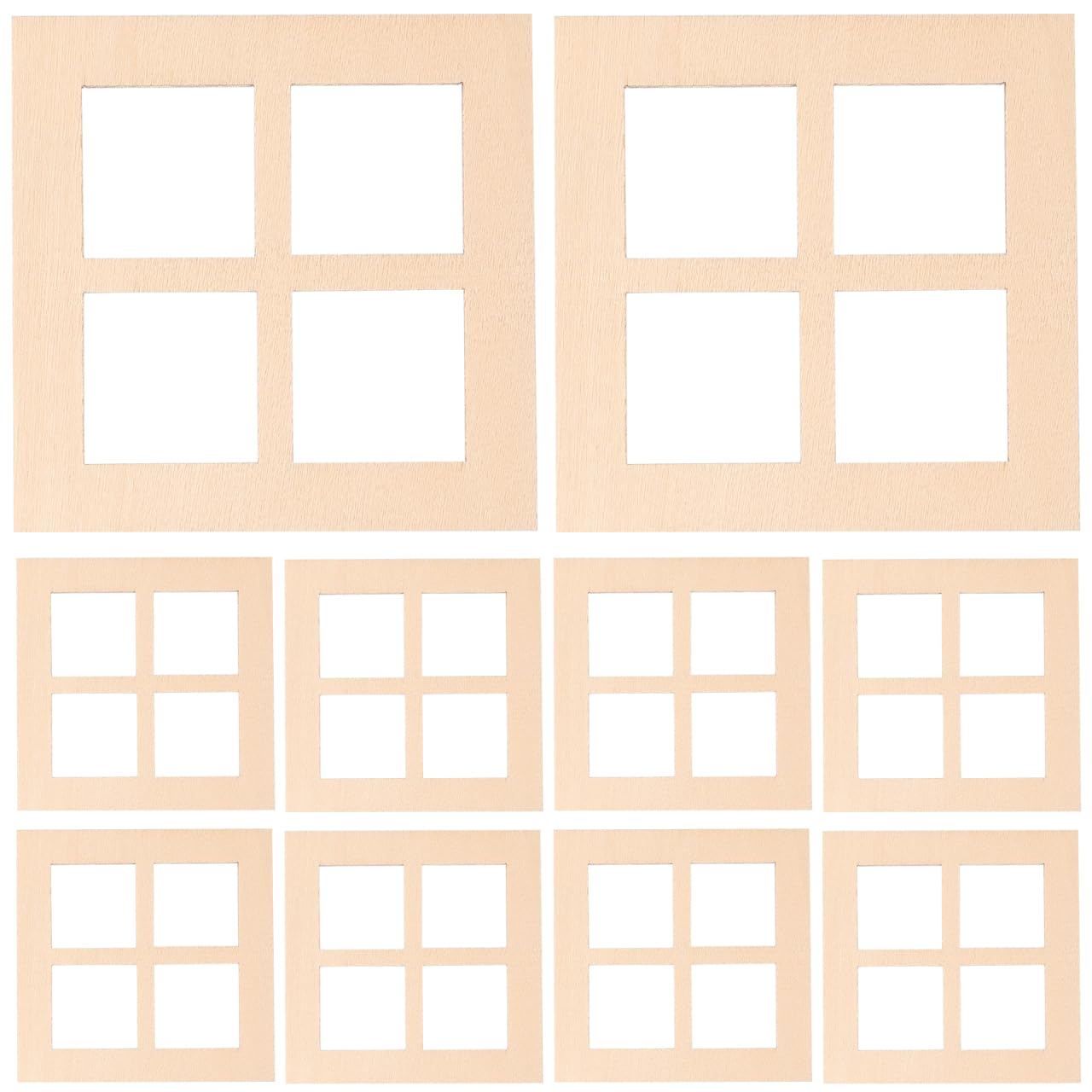 SUPVOX 10Pcs Dollhouse Windows, Miniature Wooden Window Frames, 1:12 Scale, Handcrafted Beige Grids, Diy Doll House Accessories for Decoration, 2.71 X 2.71 X 0.07 Inch