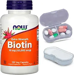 Biotina 10mg Extra Força Now Foods 120 Caps + Porta Cápsulas