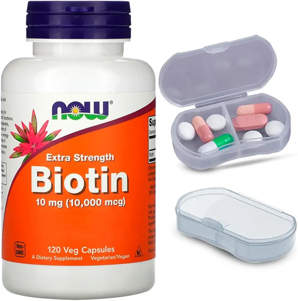 Biotina 10mg Extra Força Now Foods 120 Caps + Porta Cápsulas